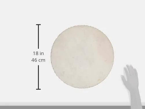 16 inch white marble lazy susan with gold edge, polished stone rotating turntable featuring a gold foil accent for tables top view.