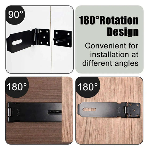 Two Pack 5 Inch Door Hasp Latch Locks 304 Stainless Steel with 180° rotation design on wood and white panels