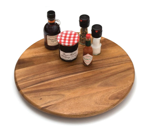 18 Inch Lazy Susan Kitchen Turntable In Acacia Wood For Spices And Condiments Rotating Storage Organizer For Cabinets Tables And Shelves
