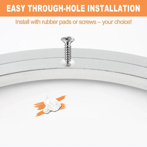 18 Inch Lazy Susan Base with easy through-hole installation shown with screw and rubber pad options.