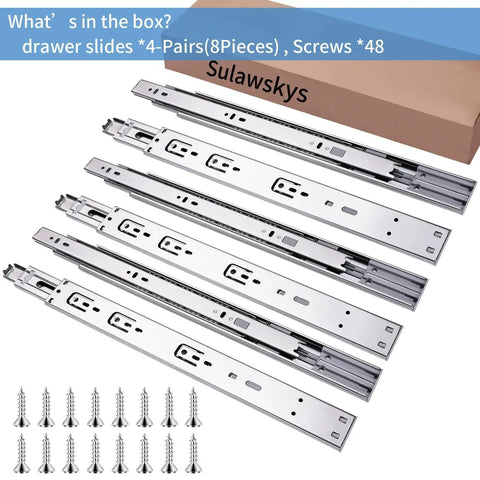 18 Inch Drawer Slides Set With Soft Close And Full Extension Ball Bearing Rails 4 Pairs, metal slides with screws and box