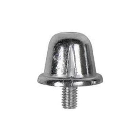Close-up of a single 18mm screw-in aluminum rugby stud for cleats, showcasing standard threads for natural grass use.