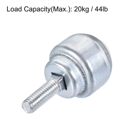 Front view of 18mm Ball Transfer Bearing Unit With Nylon Ball And Bolt Fixing 360 Degree Rotation For Smooth Movement Each Unit With 44 Lb Load Capacity Durable 23x23mm Housing And M6x16mm Thread Transmission And Material Handling Ready Pack Of 6