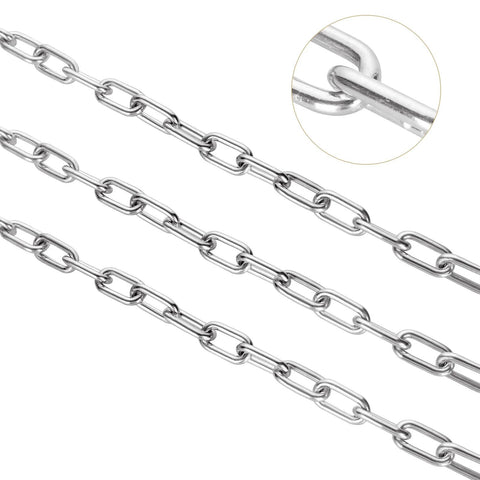 19.6ft (6 m) Length Galvanized Steel Chain, 0.23 Inch(6 mm) Heavy Duty Coil Chain, Stainless Steel Link Chain for Home Outdoor Fence