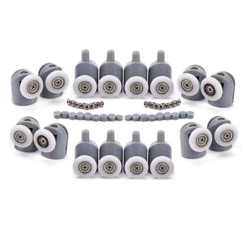 19mm Shower Door Rollers Set of 8 Single Replacement Runners with 4 Upper and 4 Bottom Wheels for Sliding Glass Shower Doors