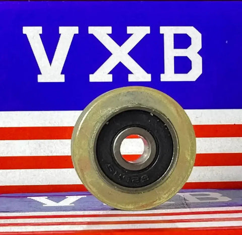 PU6x19x5-2RS PU Covered Bearing 6x19x5mm - Shielded - Miniature in close-up view on colorful background.