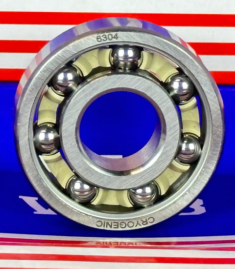 6304 Cryogenic Ball Bearing Stainless Steel Abec 3 with PEEK cage