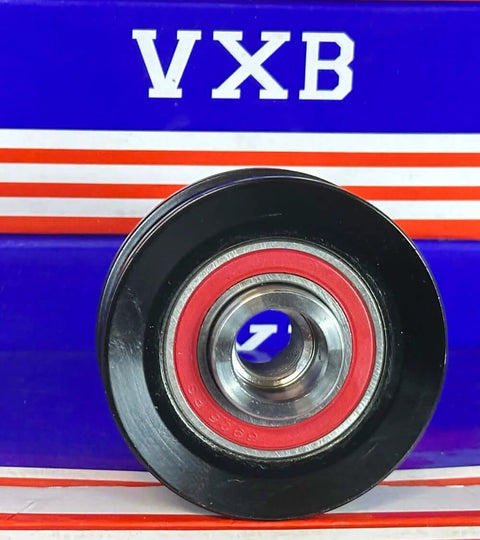 Alternator idler pulley clutch 920022A by VXB Bearings; black pulley with red seal bearing