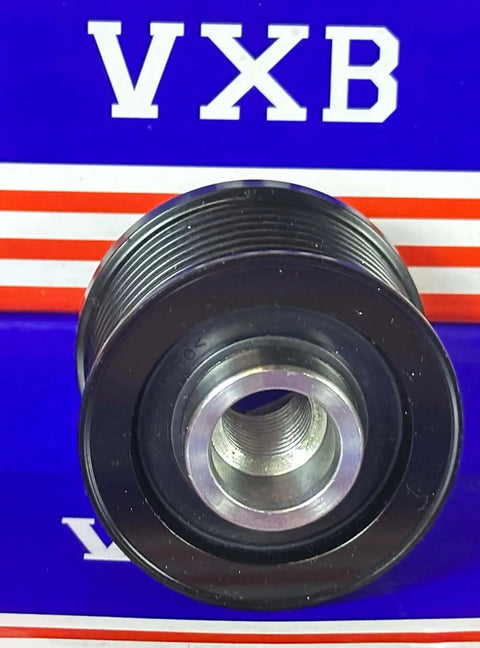 Alternator freewheel pulley F558553 by VXB Bearings, black metal pulley with threaded center bore