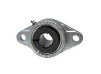 Front view of 35 mm 2-Bolt Flange Unit, Nickel-Plated Cast Iron Housing, Concentric Locking Collar, Sealed Ball Bearing Insert Bearing Steel.