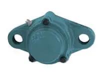 35mm Wide Set-Screw Ball Insert Bearing, 2-Bolt Cast Iron Flange, Closed Cover, Wide Inner Ring UC207 Style, M14 Bolt Size, front view