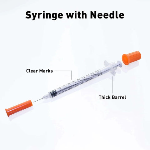 Individually Wrapped 1cc Syringes With 31G Needles 8mm Sterile Pack Of 20 Medical Grade For Precise Dosing, clear markings, syringe with caps