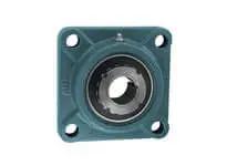 Front view of heavy wide 4-bolt flange adapter unit UKF322 HE2322 compatible with sealed ball bearing support.