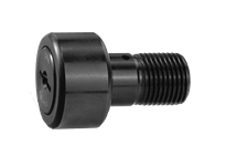 Side view of a Single Heavy Duty Inch Cam Follower Full Complement High Carbon Steel Sealed Cylindrical Outer Ring Screwdriver Slot 1-3/4-12 UNF Stud 3.5 in Roller Dia 2 in Width Black Oxide