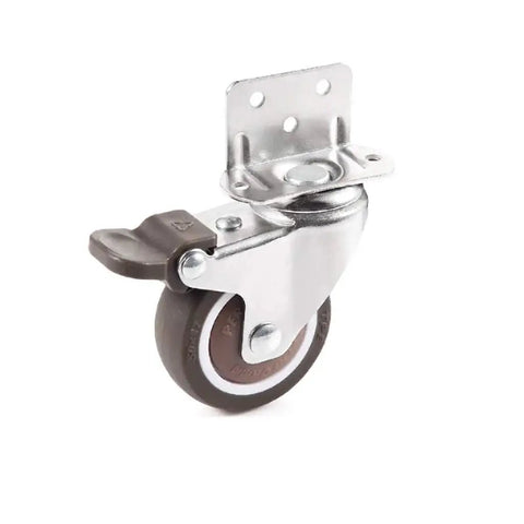 1 Inch Swivel Plate Caster With Brake In Low Profile L Bracket Silent TPE Wheel Replacement For Crib Table Shelf And TV Stand 25 Lbs