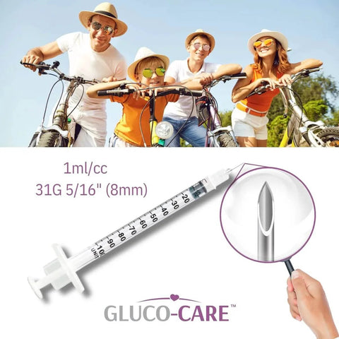 1 mL Syringes 31G 8mm Orange Cap 100 Count Box For Precise Dosing With Smooth Plunger And Clear Scale shown with magnified needle tip