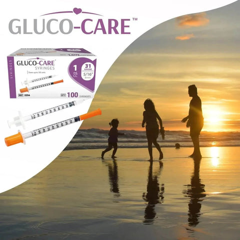 1 mL Syringes 31G 8mm Orange Cap 100 Count Box with sunset silhouette