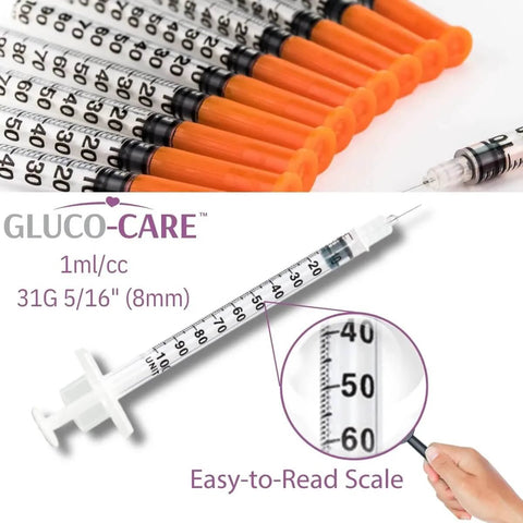 1 mL Syringes 31G 8mm Orange Cap 100 Count Box for Precise Dosing, featuring smooth plunger and clear easy-to-read scale