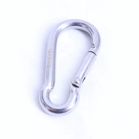 Single 2.4 Inch 304 Stainless Steel Spring Snap Hook Heavy Duty 264 Pound Load Capacity Quick Release Clip on white background