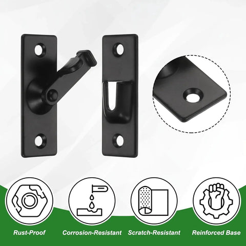 1 Pack Flip Gate Latch 2 4 Inch Stainless Steel Right Angle Slide Lock With Screws 90 Degree Latch for Barn Doors, Black Finish