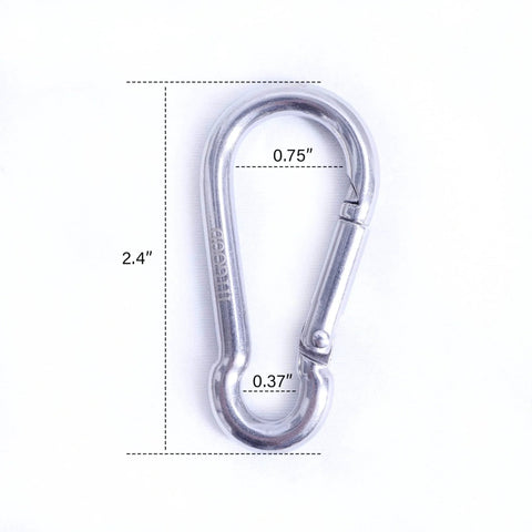 2.4 Inch 304 Stainless Steel Spring Snap Hook Heavy Duty 264 Pound Load Capacity Quick Release Clip with dimensions shown