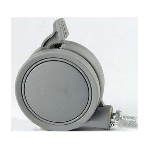 2.5" Gray Twin Wheels Swivel Caster - Brakes & M8 threaded swivel stem.