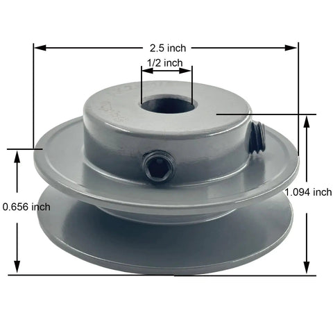 Two And A Half Inch Outer Diameter One Groove V Belt Pulley For A 3L And 4L Belts Cast Iron Sheave With One Half Inch Bore AK2512 Pulley