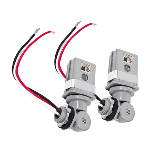 2 Pack Dimmable Sensor Photoelectric Switches for Outdoor Lights, waterproof, with wires for backyard lighting and patio lamps