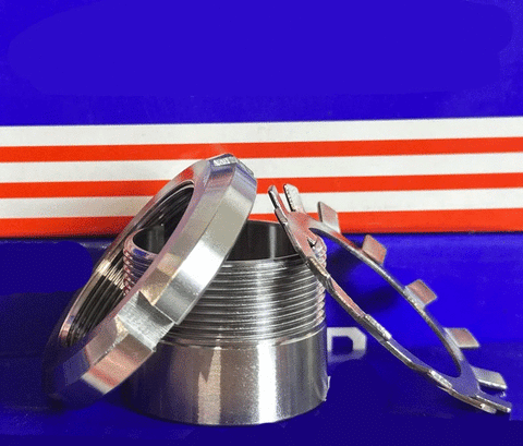 H205 20mm adapter sleeve with lock nut and washer, steel, threaded sleeve on display