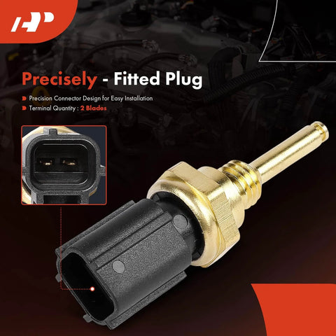 A-Premium engine coolant temperature sensor with 2 blades, brass threaded stem, black plastic plug