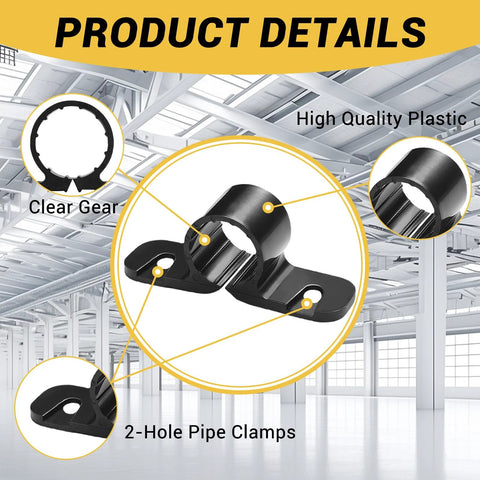 MSLANE PEX pipe clamps, nylon 2-hole hangers for 1/2 in PEX, black plastic with screws