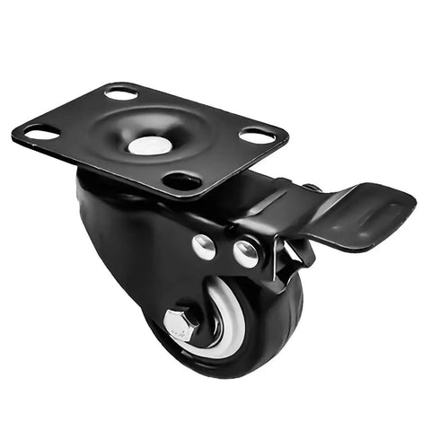 4 Pack 2 Inch Caster Wheels With Dual Locking Brakes 2 Rigid Non Swivel Fixed And 2 Swivel With Brakes All Black Polyurethane
