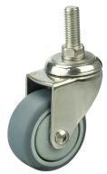 2" Inch 110 Lbs Light Duty Caster Wheel Threaded Swivel Stem Stainless Steel TPR - VXB Ball Bearings