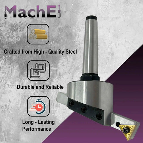 2 Inch Fly Cutter With 3MT Shank For Milling And Lathe Machines Replaceable Carbide Insert Indexable Tool Holder M12 X 1.75 Mm