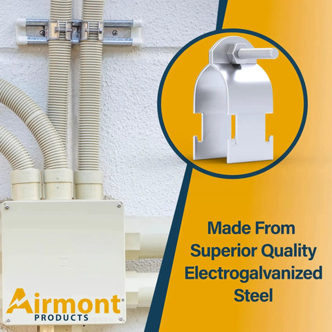Image of a 2 Inch Rigid Conduit Clamp Pack Of 10 In Galvanized Steel For Strut Channel With Quick Twist In Install on wall