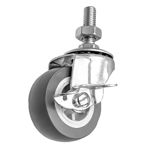 2 Inch Grey Caster Wheel Threaded Stem Mount 3/8 To 1.2 Inch, Dual Locking Brake Locks Both Wheel And Swivel, 360 Degree Swivel