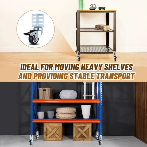 12 Pack 2 Inch Heavy Duty Storage Rack Caster Wheels With Top Brakes Swivel Corner Casters 720 Lb Total Capacity Fits Boltless Self Locking Shelving Racks Ideal For Garages Workshops And Warehouses