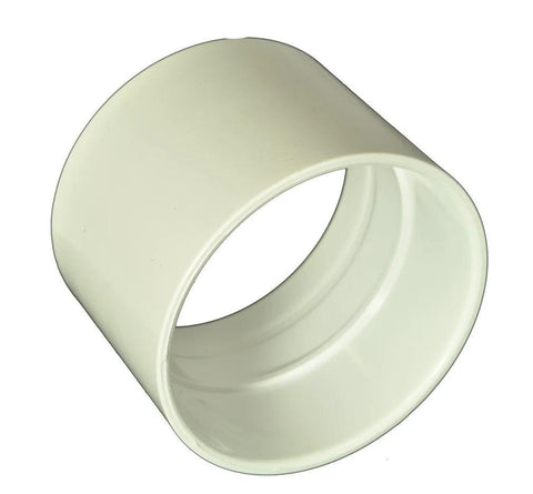 Central vacuum 2-inch PVC pipe coupling, white plastic for pipe joining, Amazon brand.