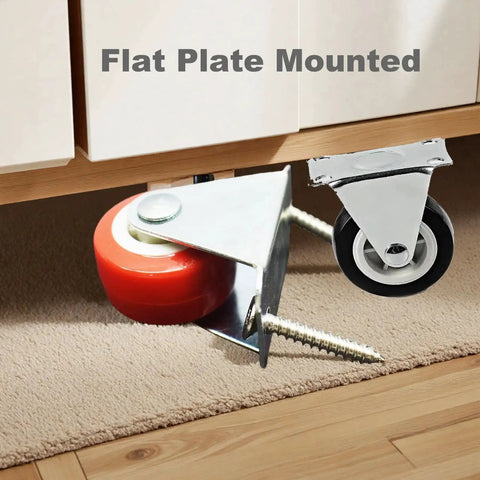 2 Inch Rigid Plate Caster Wheels No Swivel For Furniture And Workbenches, Hard Rubber Wheels, 6 Pack With 24 Screws Included