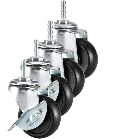 Two Inch Rubber Stem Casters For Wire Shelving And Rolling Carts Set Of Four With One Quarter Inch Threaded Stem Replacement Wheels