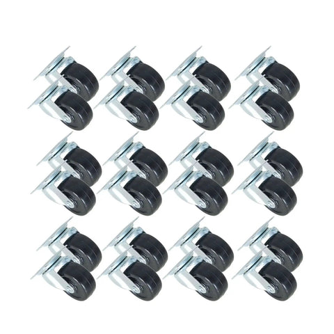2 Inch Swivel Caster Wheels With Rubber Base And Top Plate Bearing, Heavy Duty 24 Pack, 100 Lb Capacity Per Wheel, 360 Degree Swivel