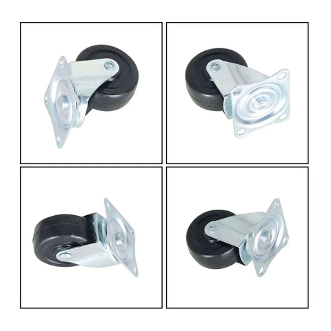2 Inch Swivel Caster Wheels With Rubber Base And Top Plate Bearing, Heavy Duty 24 Pack, 100 Lb Capacity, side view