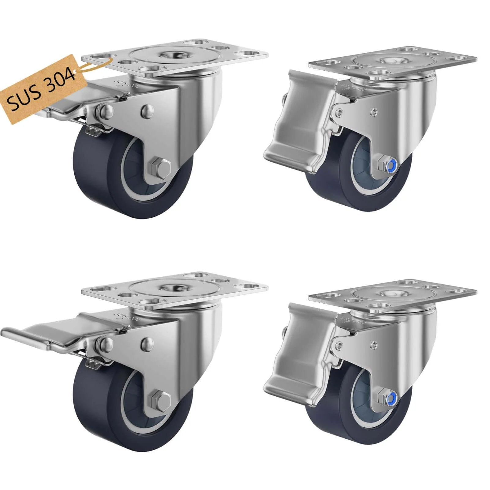 stainless steel caster wheels with total lock brakes 4...