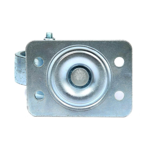 2 Inch Heavy Duty All Steel Swivel Plate Caster Wheels Set of 4, close-up of metal caster with double ball bearings, no brake