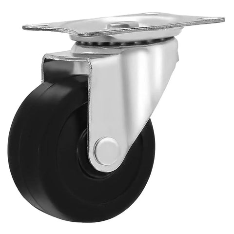 Side view of 24 Pack 2 Inch Swivel Caster Wheels With Hard Rubber Base Top Plate And Bearing, 85 Lbs Per Caster Load Capacity