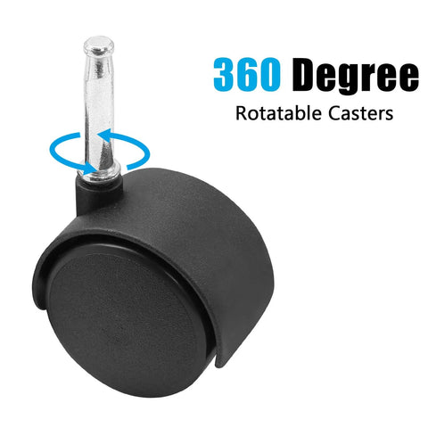4pcs 2 Inch Swivel Caster Wheels with M8 Grip Neck Stem, heavy duty black nylon replacement caster for furniture, side view