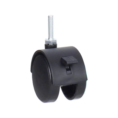 2 Inch Swivel Stem Caster Wheels With Brakes For Shelving And Furniture Replacement Durable Polypropylene Casters Non Toxic Eco Friendly Recyclable Quarter Inch 20 Thread One Inch Shaft Black