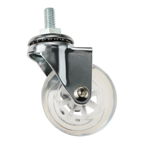 2 Inch Castor Wheels With Brake, Transparent Screw Brake Casters 8x15 Mm Threaded Stem Swivel Caster, clear wheel close-up