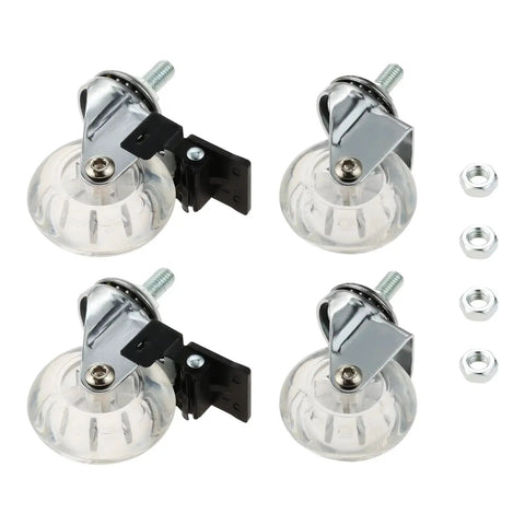 2 Inch Castor Wheels With Brake, Transparent Screw Brake Casters 8x15 Mm Threaded Stem Swivel Caster Set of 4 with Nuts