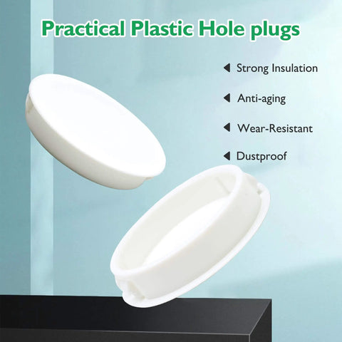 2 Inch White Nylon Hole Plugs For Round Holes, Flush Snap In Panel Inserts For Cabinets, Furniture, Cupboards And Shelves